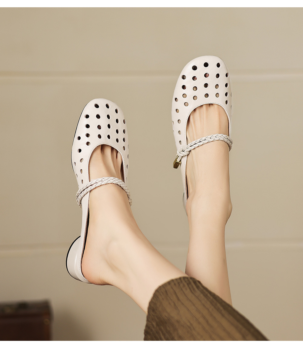 Sandal cao gót nữ quai ngang hở mũi, gót 3 cm, kiểu dáng thanh lịch — đen chi tiết 7