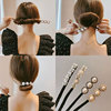 Non-slip hairgrip, hair accessory from pearl, Korean style, flowered, simple and elegant design