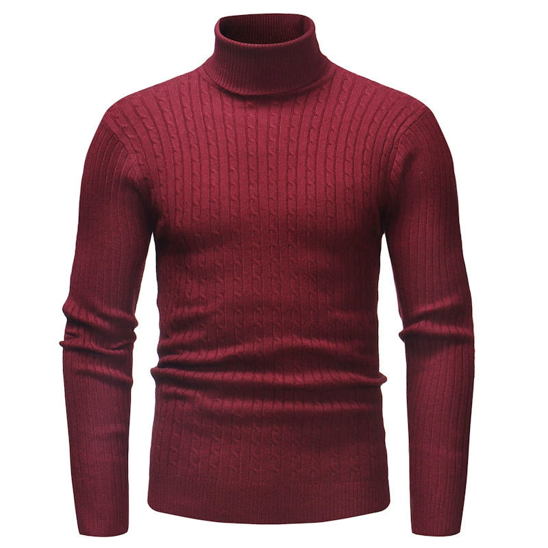 Демисезонный вязаный свитер, городской стиль, воротник-стойка, Slim Fit (2–2XL, múltiples цветов)