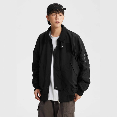 American Retro Pilot Jacket for Men - Spring and Autumn Season, National Trend Loose Stylish Versatile Sports Performance Workwear Outerwear