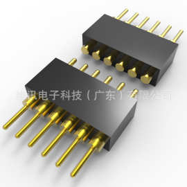 单排插板式1.27mm间距1a电流 小间距公母pogo pin连接器
