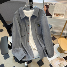 秋冬季新款灯芯绒男士宽松大码加绒加厚长袖衬衫青少年衬衣外套