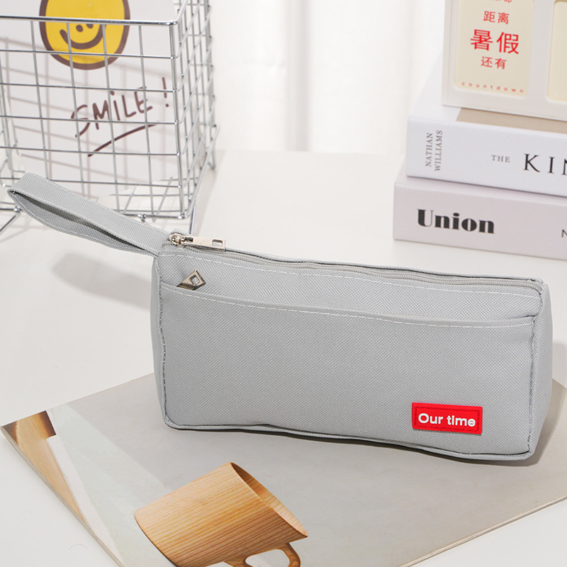 Bolsa de lápiz simple de cinta de color sólido gran capacidad antisucio caja de papelería de doble cremallera bolsas de lápiz de estudiantes de primaria y secundaria fábrica al por mayor