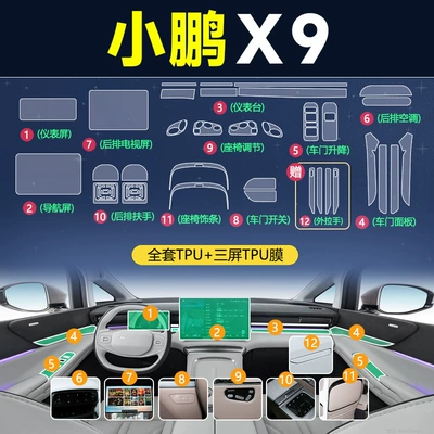Car interior film Special Interior Film Screen Tempered - xpeng-x9-full-set-of-tpu-three-screen-tpu-film