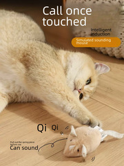 Cat toy self-entertaining boredom buster electric realistic small mouse sounding small kitten supplies afp cat teaser stick