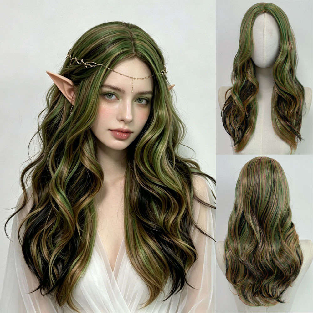 Halloween Elf Girl Cosplay Costume High-Temperature Synthetic Hair European and American Best-Selling Full Wig