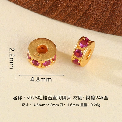 Zərgərlik ara hissələri — Making DIY Silver Accessories - 5mm-925-sterling-silver-red-zirconia-prong-set-spacer-beads