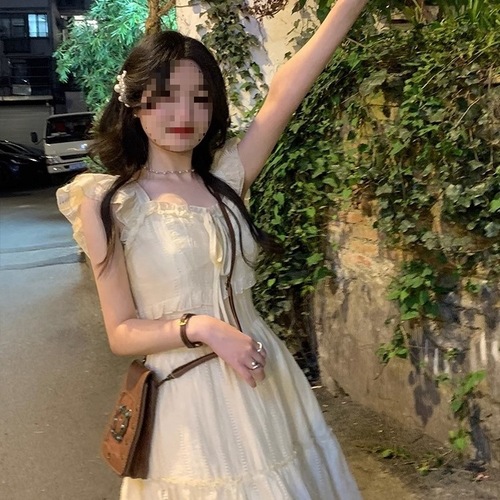 Summer Sweet and Spicy, Light Mature Style, Sweet, Youthful, Solid Color, Waist Cinching, Hong Kong Style Chic, Elegant Dress, Japanese Student Short Skirt