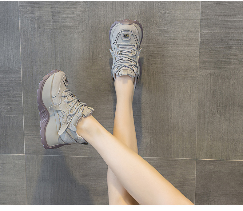 Giày sneaker nữ đế dày phong cách thể thao tăng chiều cao — 5008 lót đơn trắng, 5008 lót đơn xám, 5008-1 lót lông trắng, 5008-1 lót lông xám chi tiết 18