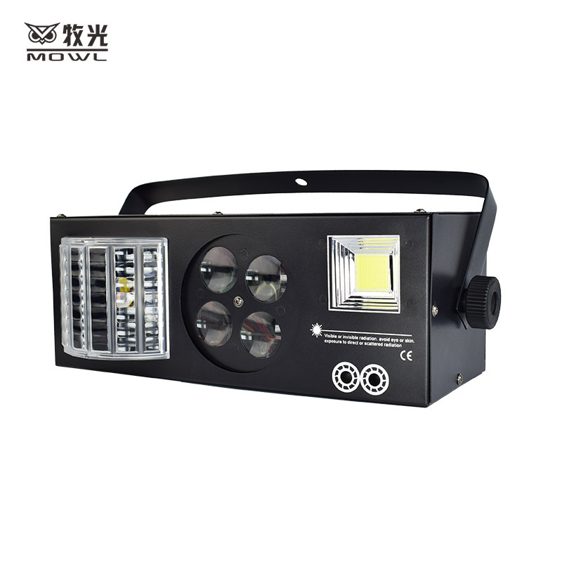 Cuatro en uno luz láser controlada por voz KTV sala de luz estroboscópica patrón de efecto de mariposa barra de luz de rayo láser