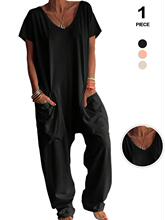 L 25152 Oversized Pocket Low Crotch Jumpsuit ��ɫ�B�wѝ