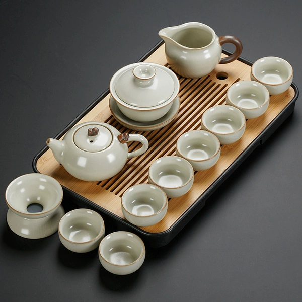Mihuang Ru Kiln Hostus Pot Lid Bowl Eight Cup 12 Cup+Rectangular Black Tea Drive