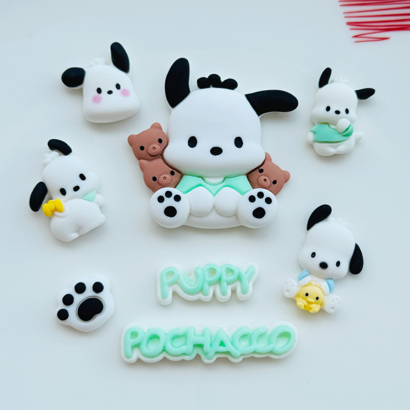 서리 만화 귀여운 강아지 DIY 수지 액세서리 휴대 전화 케이스 헤어 액세서리 구멍 신발 크림 접착제 패치