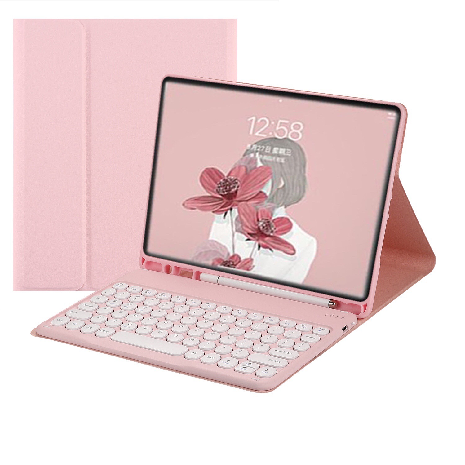 Funda protectora para teclado Bluetooth de 11 generaciones para iPad Funda de cuero para teclado táctil con tapa redonda pro11 magnética de 10,2 pulgadas