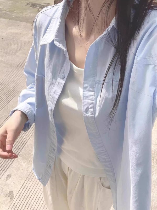 高品質シャツ女性の夏の薄い純綿ニッチデザイン日焼け止めカジュアルルーズジャケット怠惰なスタイル卸売|undefined