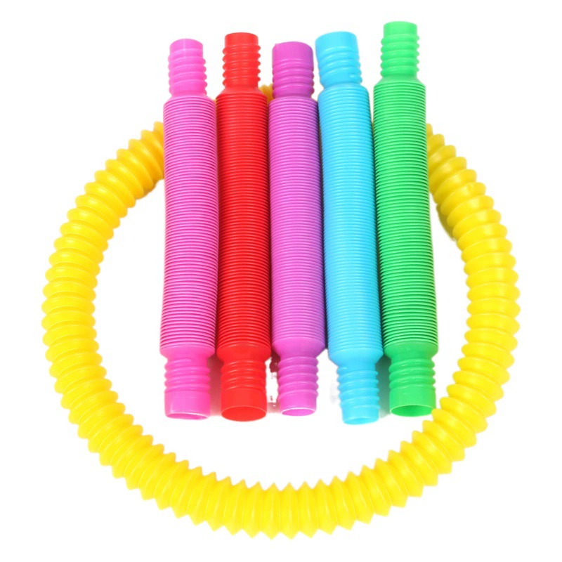 Трансграничная поп-трубка, цветная эластичная пластиковая трубка, гофрированная декомпрессионная трубка, вентиляционная телескопическая трубка, декомпрессионная игрушка оптом