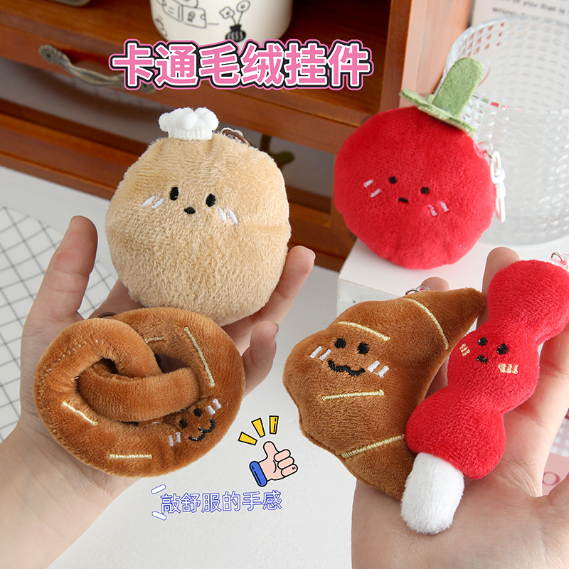 Nuevo y adorable colgante de peluche de pan de vegetales de dibujos animados para niña, divertido colgante de juguete de comida