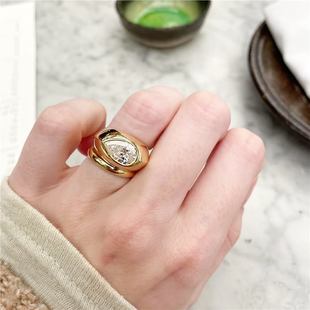 18k�S��ˮ���ʯ����荽�ins�L�r���н�Ů��H��ָ�OӋ��Ʒ