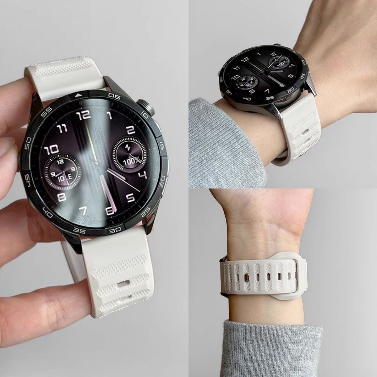 Suitable for Huawei Watch Gt5 Strap Gt3/Gt4/Gt2 Wave Pattern Watch4/2Pro Reverse Buckle Silicone Wristband 5