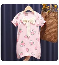 女童睡裙夏季薄款短袖公主裙女孩儿童睡衣夏款宝宝家居裙