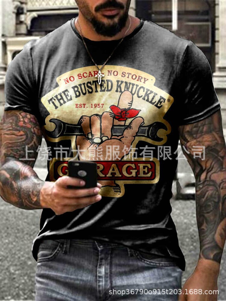 【优质网眼布】跨境欧码3D数码印花新款时尚涤纶系列男式短袖T恤