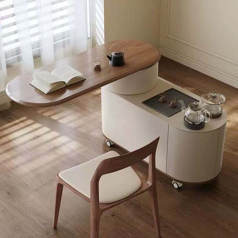 移动茶台现代简约泡茶桌旋转轻奢沙发茶边柜新款客厅阳台小型茶车