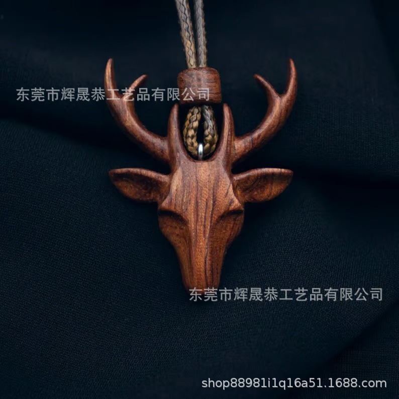 越境新商品 Handmade Wooden Fox Necklace 木製キツネネックレス ギフト|undefined