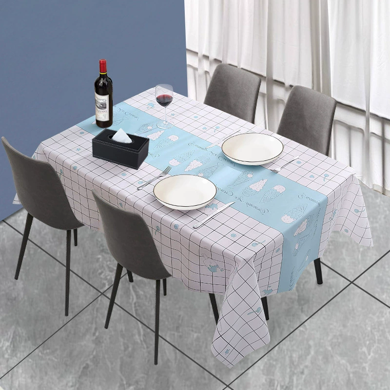Tablecloth (INS) Nordic waterproof PEVA, washed-look, grid patterns, multiple sizes