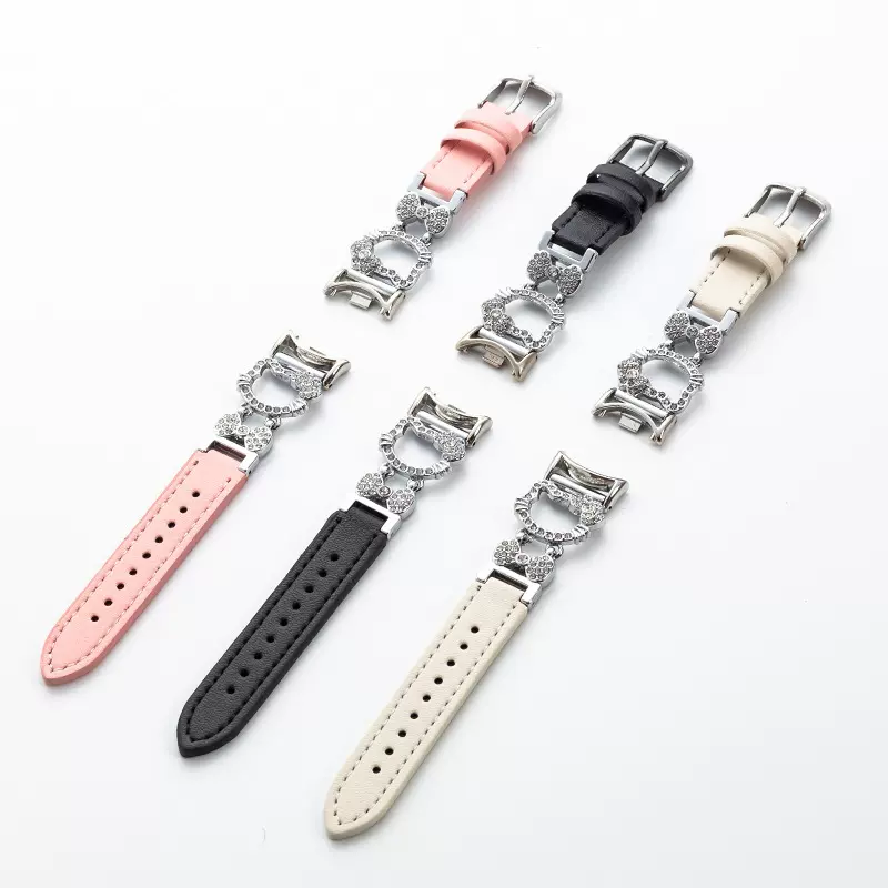 适用红米watch/5镶钻高级kt猫拼皮表带小米手环8pro智能手表9pro