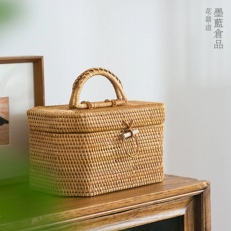 Китайский японский стиль маленький оригинальный поток цветочный канал цветок организовать ножницы ящик для хранения инструментов Цветочная корзина ручной работы ротанговая бамбуковая корзина