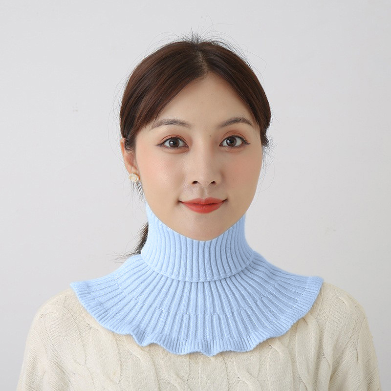Baja de cabeza para mujeres de otoño y invierno caliente para proteger la columna cervical de color sólido elástico tejido cuello falso suéter cuello alto cuello