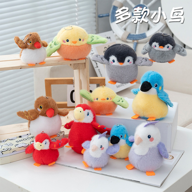 Animal Doll Chirping on Shoulder Cute Plush Toy Lying on the Shoulder of a Fat Bird Black-Capped Tit