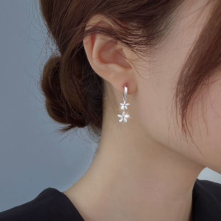 Sterling Silver Flower Ear Buckle Women's Design Sense Exquisite Temperament High-end Sense Diamond Earrings 2025 Spring New Fashion