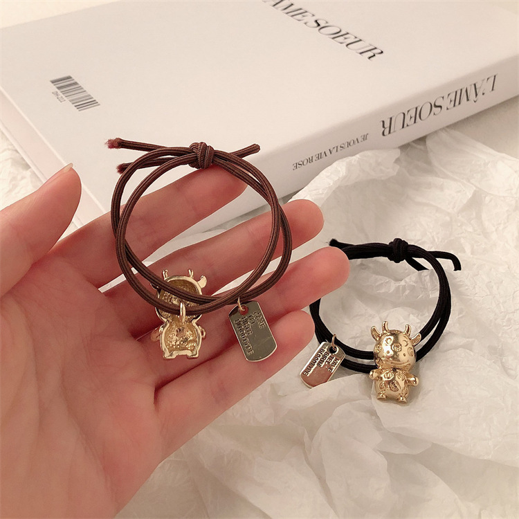 Hermoso retro aleación cabeza cuerda red simple moda de alta elasticidad base anillo de cabello popular cabello de cola de caballo mujer