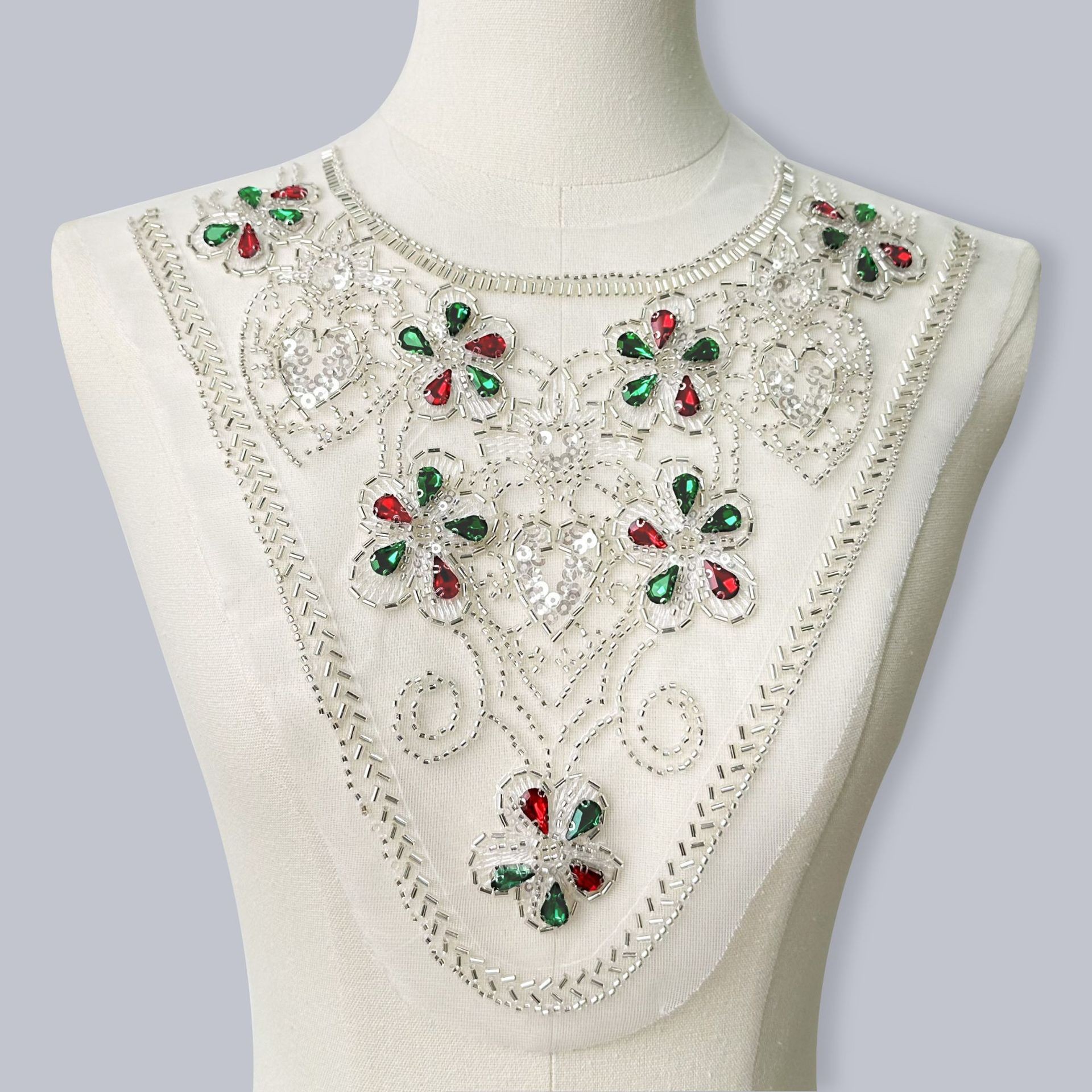 Collar de diamante de alta calidad encaje cuentas de clavado gancho flor hecha a mano vestido vestido vestido vestido de baile accesorios