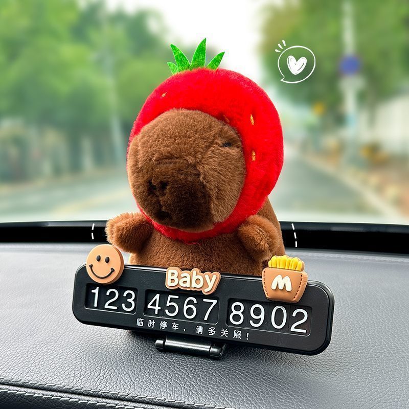Cute capibara delfin de agua coche estacionamiento temporal placa de número de automóvil placa de teléfono de automóvil accesorios interiores