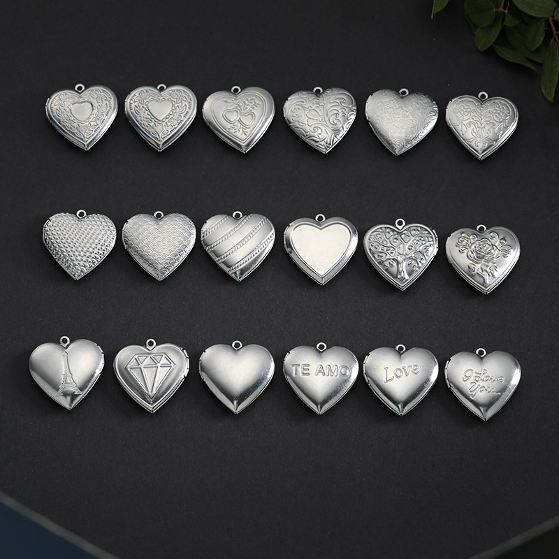 Casual and Personalized 316 Stainless Steel Heart-Shaped Photo Frame DIY Jewelry Accessories Heart Pendant Can Hold Photos Couple Photo Box