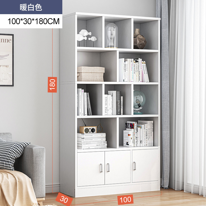 Estante de libros simple de piso contra la pared de la sala de estar estante de almacenamiento estratificado armario de almacenamiento integrado simple gabinete de libros domésticos