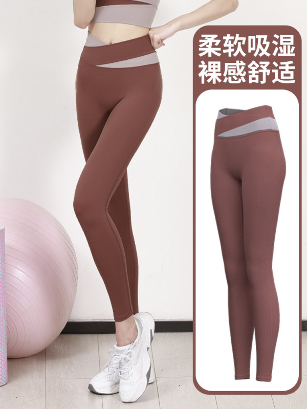 色合わせ半袖ヨガ服セット女性春夏露臍短い上着ヒップパンツランニングトレーニング服|undefined