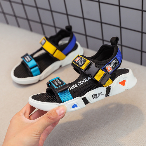  Summer New Beach Shoes Comfortable and Breathable Velcro Anti-Slip Casual Large Children's Sandals Factory Wholesale