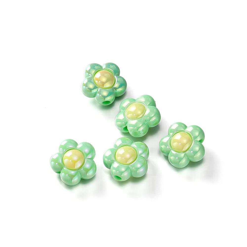 Cuentas de acrílico coloridas plateadas AB y de dos colores girasol, para DIY, accesorios de joyería, llaveros para teléfono móvil, venta al por mayor.