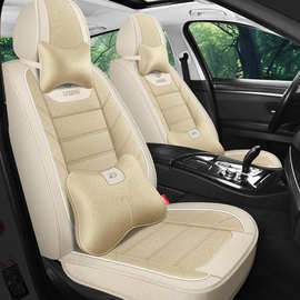 新款汽车坐垫四季通用卡通全包围亚麻布艺座椅套冬季女神专用座套