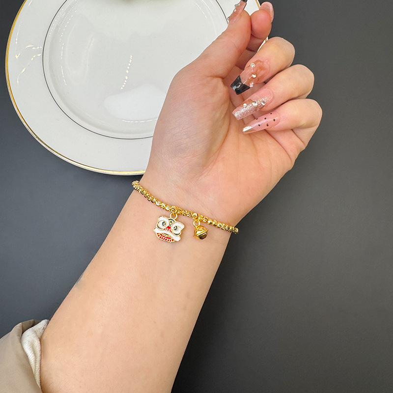 Nueva pulsera de oro de arena vietnamita de la marea nacional goteo de aceite despierta león campanas joyas de mano con cuentas para mujeres lujosas joyas de mano no se desvanecen