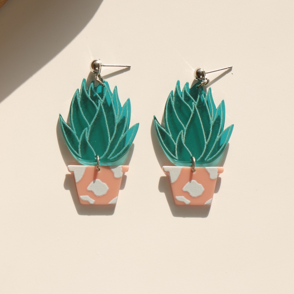 Acrylic Material 1 Pair Fashion Cactus Flower Arylic Drop Earrings