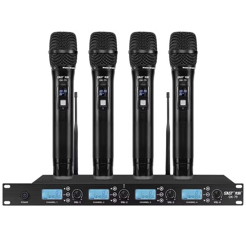 Micrófono inalámbrico OK - 12 para el hogar karaoke metal U segmento FM uno arrastrar dos micrófono de conferencia anti-aullante