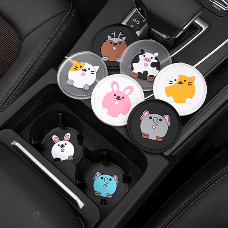 Автомобильный прозрачный коврик для чашки мультфильм автомобильный Противоскользящий коврик Южная Корея милое украшение автомобиля корова слон кролик олень кошка Универсальный