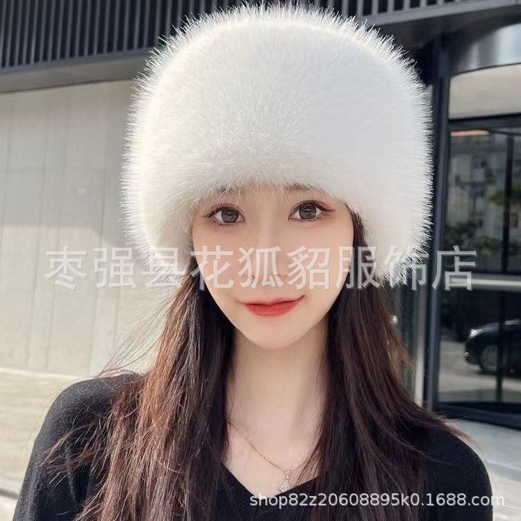 批发新款韩版欧貂狐狸毛皮草仙女帽公主帽网红藏族毛绒帽子白毛冬