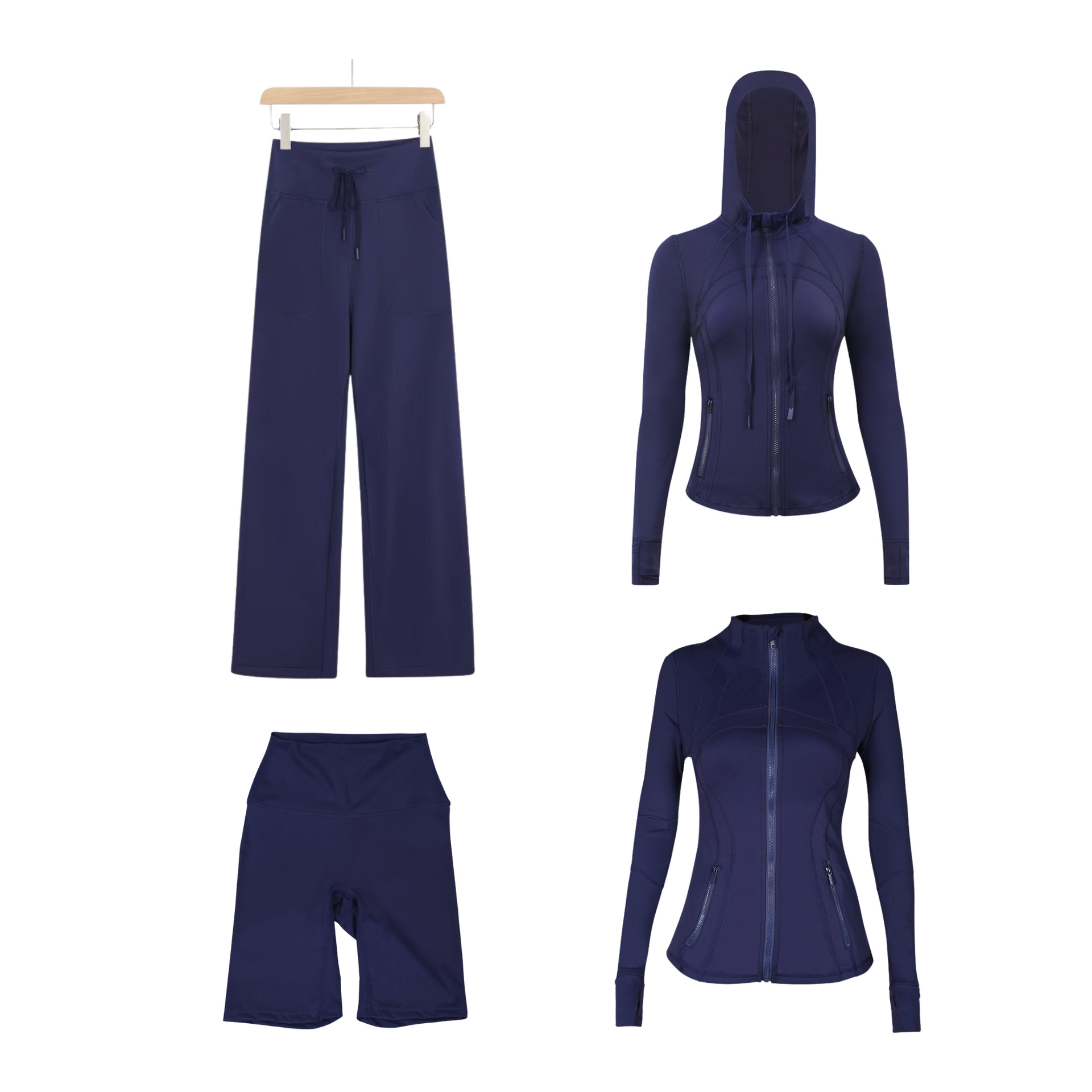 Women's Clothing Women's Slim Fit Sports Jacket Hooded Jacket Straight Leg Pants Five Piece Set Sportswear For Formal & Casual_ecoleips.com