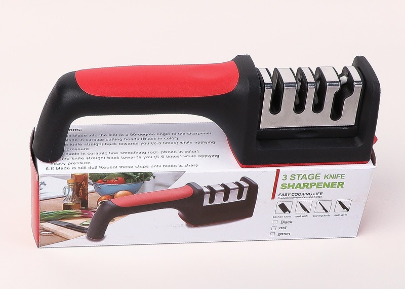 Stainless Steel Knife Sharpener Whetstone with Base Fixed Angle Kitchen Scissors Portable overview
