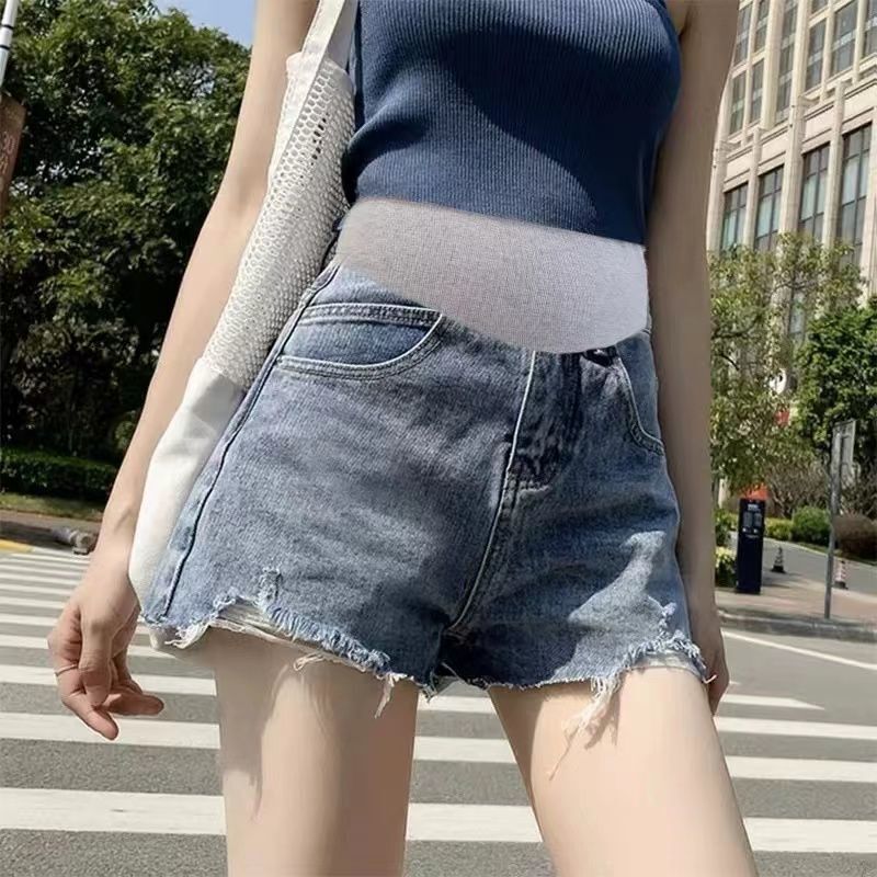 Maternity Denim Shorts, Loose Bottoming Pants, Maternity Shorts, Summer Fashionable Outer Wear, Maternity Wear, Spring and Summer Thin Styles